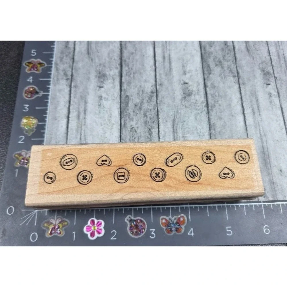 Stampin' Up! Buttons Border Rubber Stamp Wood #A30